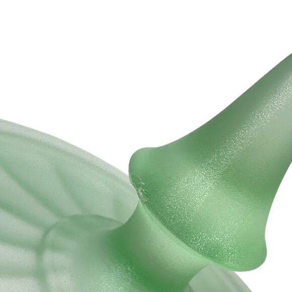 Beaumont Satin Frosted Glass Compote Pedestal Lidded Candy Dish 8.75" Green - Picture 9 of 10